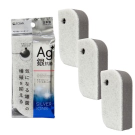 Towa Sangyo Ag Antibacterial Bath Sponges, Bath Sponges, Inhibits bacterial growth, Made in Japan, Gray, Approx. 3.0 x 1.8 x 6.2 inches (7.6 x 4.5 x 15.8 cm), Set of 3