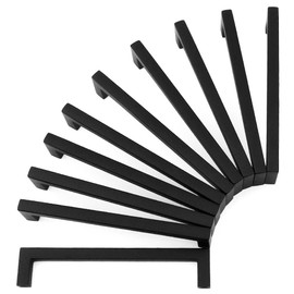 KOOFIZO Solid Square Bar Cabinet Handle - Black Furniture Pull, 5 Inch/128mm Screwhole Distance, 10-Pack for Kitchen Cupboard Door, Bedroom Dresser Drawer, Bathroom Wardrobe Hardware