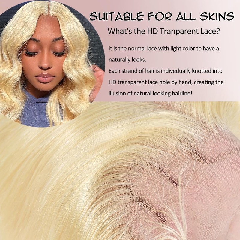 613 Frontal 13x4 HD Transparent Lace Closure 100% Russian Blonde