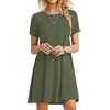 MOLERANI Women's Casual Plain Simple T-Shirt Loose Dress(Army Green,M)