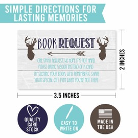 Hadley Designs 25 Books For Baby Shower-Deer Baby Shower Invitation Inserts, Book Request Baby Shower Guest Book Alternative, Bring A Book Instead Of A Card, Baby Shower Book Request For Boys