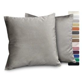 BEAUTEX Lea Velvet Cushion Covers, Set of 2, Premium Cushion Covers, Sofa and Decorative Cushions, Choice of Sizes and Colours (Grey, 45 x 45 cm)