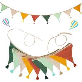 8.5 Ft Pennant Banner Flags, BetterJonny Triangle Cotton Bunting Banner for Nursery Decor, Double Sided Colorful Fabric Banners for Garden Shower Birthday Party Bedroom Decorations