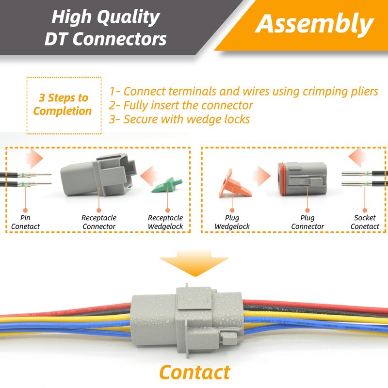 2 Set 8 Pin Waterproof Connector Automotive Electrical Butt, IP67