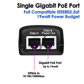 48V Gigabit Power Over Ethernet POE Injector, 24W Wall PoE Adapter,100/1000Mbps 802.3af Compliant, Up to 100 Meters (328 Feet)
