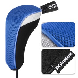 Andux 5pcs/Set Golf 460cc Driver Fairway Wood Club Head Covers Short Neck Blue