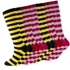 Calcetines (6 pares de 10 a 15 años, 6 pares amarillo rojo rosa rojo)