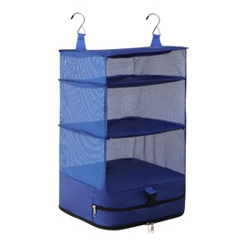 【品質昇級版】トラベルポーチ 吊り下げ 旅行 便利グッズ 圧縮袋 バッグ（テレビで話題・あっしゅく収納アイテム・コンパクトに圧縮)衣類 収納 パッキング スペース節 旅行整理/出張/合宿 (ネイビー, L)