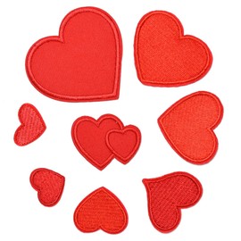 8 Pcs Different Size Red Heart Iron on or Sew on Patches