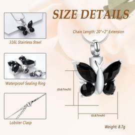 Minicremation Butterfly Cremation Necklace for Ashes Urn Neckalce for Ashes for Women Keepsake Pendant Memorial Jewelry Gifts for A Loss of Loved Ones