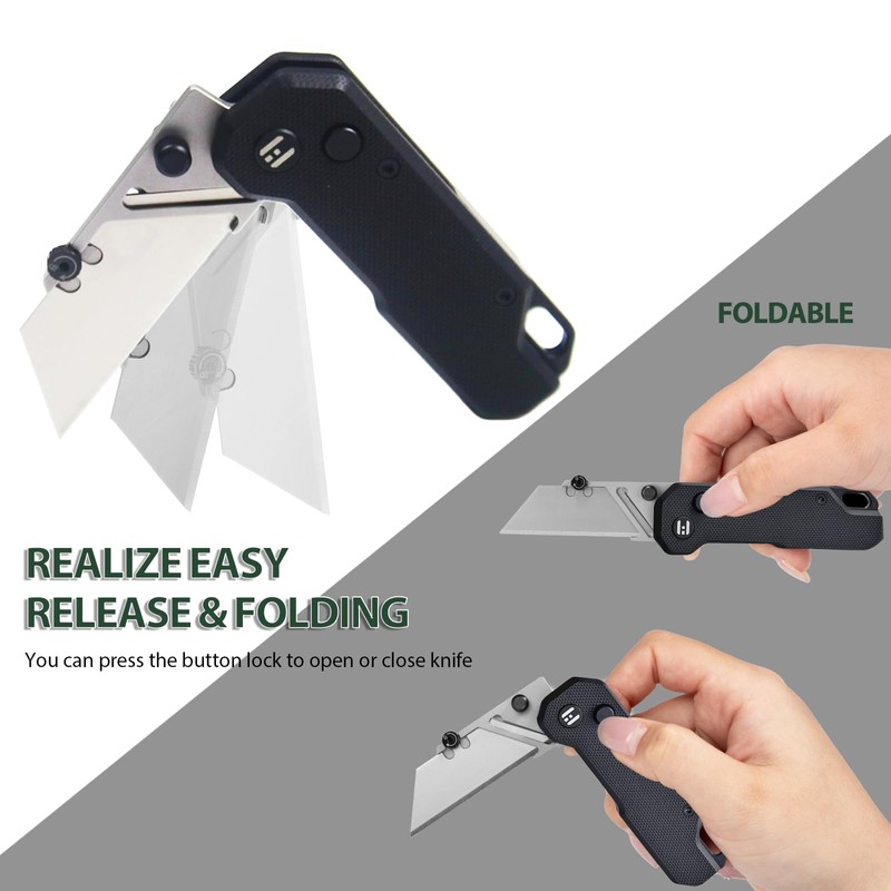 Vectron Folding Utility Knife, 2.36" SK2 Blade(Included extra 10pcs) Pocket