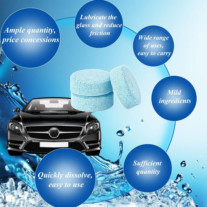 Boao 100 Pcs Car Windshield Washer Tablets Cleaning Washer Fluid