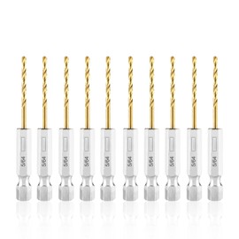amoolo 5/64 Hex Shank Drill Bits, 10Pcs Titanium HSS Twist Impact Drill Bit Set for Metal, Steel, Wood, Plastic, Quick Change Design