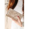 FOXLOVER Leather Wallets for Women RFID Blocking Zipper Wristlet Clutch