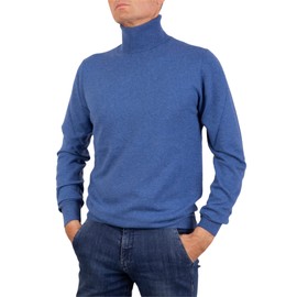 Men's Turtleneck Sweater Cashmere Blend High Collar Made in Italy Long Sleeve Merino Wool Cashmere Black Beige Blue Grey Gift Winter Clothes, denim