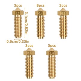 20PCS Brass Nozzle Kit for Kobra 2, 1.75mm 3D Printer Accessories 8pcs High Speed 0.4mm and 3pcs 0.2/0.6/0.8/1.0mm Brass Hotend Nozzles Set for Kobra 2, Kobra 2 Pro/Plus/Max/Neo