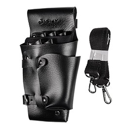 JZK Leather Hairdressing Scissors Holder Holster Pouch Scissors Case Bag with Belt Hairdresser Tool Bag, Brown