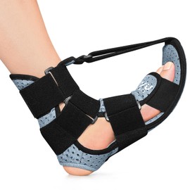 Férula nocturna para fascitis plantar mejorada y soporte para dormir, alivio de la fascitis plantar, correa nocturna para mujeres y hombres, soporte ajustable para tendinitis de Aquiles (gris, grande)