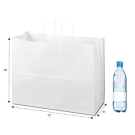 Flexicore Packaging White Kraft Custom Printed Paper Bags (16"x6"x12", 100)