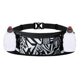 BlueField Slim Running Belt Sports Fanny Pack with 250ml Soft Water Bottle, Marathon Number Fanny Pack for Running Walking Cycling Camping Gym (White with 2 * 250ML)