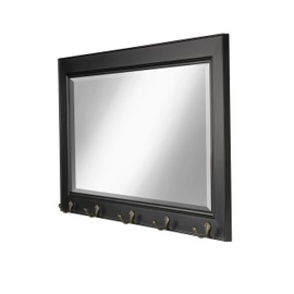 DesignOvation Kate and Laurel Pub Mirrors with 5 Metal Hooks, Black
