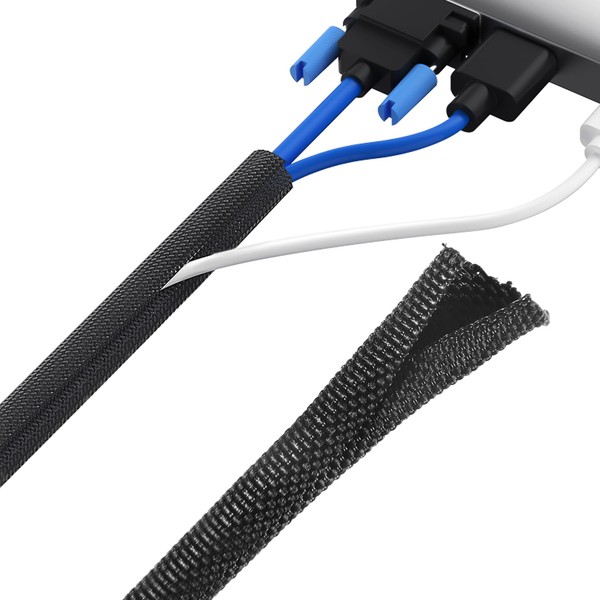 XHF 1/2""-30Ft Wire Cord Protector, Wire Loom Tubing, Cable Sleeve