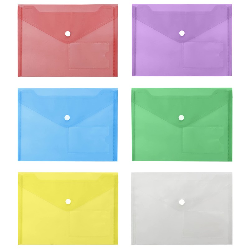 Plastic Popper Wallet Folders, 24 Pack, A5 Document Files Foolscap