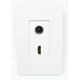 RiteAV - 1 Toslink Digital Audio Port and 1 HDMI Port Wall Plate Screwless Decorative - White