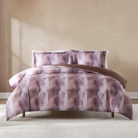Lush Decor x Chuks Collins Mycelium Dream Duvet Cover 3 Piece Set Queen Dusty Pink - Cotton Duvet Cover Queen - Purple Bedding Set - Pink Duvet - Luxury Bedding