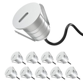 Landscapestation LED Step Lights 10 Packs, 3000K 1W Low Voltage 12V DC/AC 24V DC Recessed In-ground Well Light, IP67 Waterproof Landscape Lighting for Deck, Stair, Yard, Pathway, Garden