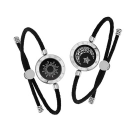 Totwoo Couple’s Bracelet, Couple Gifts, Partner Bracelets with Touch, Relationship Gift for Long-Distances Couple, Love Gifts, Vibration and Light-Up Bluetooth Pairing Jewellery, Sun and Moon, Alloy