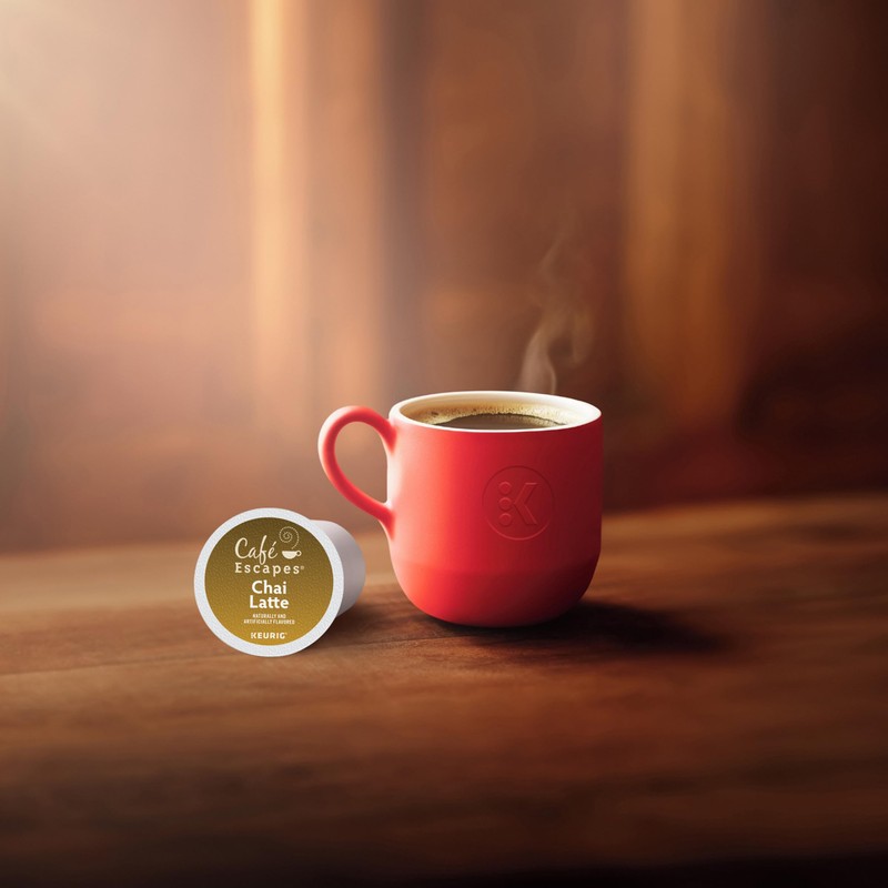 Cafe Escapes, Chai Latte Tea Beverage, Single-Serve Keurig K-Cup Pods,