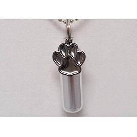 Pasco Specialty Products Pet Cremation Urn Keychain/Keepsake with Large Hematite Plated Paw - Includes Velvet Pouch & Fill Kit