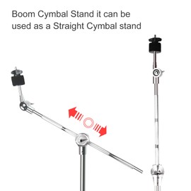 Seteol Boom Cymbal Stand, Adjustable Cymbal Stand for Drum Hardware Percussion Mount Holder Gear Set Drum Hardware Set for Mounting Crash, Ride, Splash Cymbals, Double Braced Legs with Rubber Feet