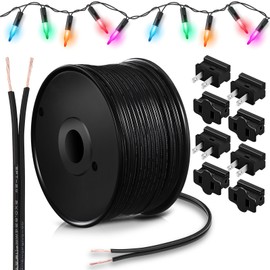 Low Voltage Landscape Wire 18/2 Wire Commercial Landscape Wire 6 Vampire Plugs 18 Gauge Outdoor Electrical Wire for Christmas Lamp Extension Cable Landscape Lighting(Black,250ft,SPT-2)