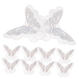 KONTONTY 10Pcs Decorative Butterfly Patches for Crafts Delicate Organza Lace Embroidery Adorable Mini Butterflies for Clothing and Hat Accessories for DIY Projects and Home Decor