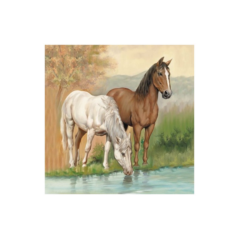 Ambiente Serviette Motiv : Horses - Pferde am See Motiv