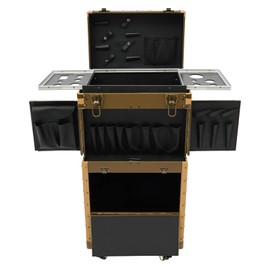 CRYBY Hairdressing Case, Hairdressing Travel Box Hairdressing Tool Organizer with 2 Mobile Password Locks, Rolling Hairdressing Trolley Stylist Salon Cosmetic Luggage Travel Organizer Tool Box