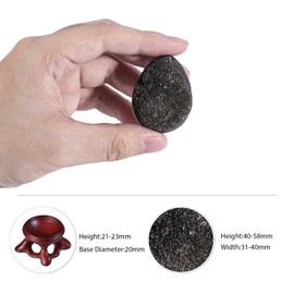 KYEYGWO 40-58 mm Black Crystal Egg with Display Stand, Natural Septarian Dragon Stone Crystal Geode Cluster Gemstone Eggs Figurine Collectibles for Home Table Decor