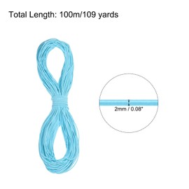 PATIKIL Cuerda Elástica Resistente de 109 Yardas (100M) y 2mmde Grosor Color Azul Aquamarina para Manualidades Costura Correas de Gancho Camping y Amarre