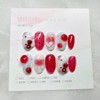 [Handmade Nail Tips] Tomato Horizontal Cat Nails - Coffin Egg