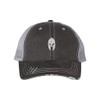 One Size Black/Grey Trucker Spartan Warrior Helmet Embroidered Distressed Trucker