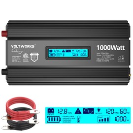 1000 Watt Pure Sine Wave Power Inverter ETL UL458 12V DC to 110V 120V AC 1000W for Home RV Truck Off-Grid Solar Compatible with Lithium Battery with LCD Display [3 Years Warranty] by VOLTWORKS
