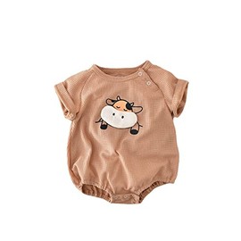 OverDose Boutique Infant Short Sleeved Jumpsuit Cow Print Crawl Clothes Harness Summer Daily Wear 2t Long Sleeve Shirts Girls (Khaki, 3-6 Months)