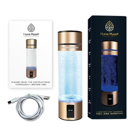 Hydrogen Water Bottle, Portable Hydrogen Generator - Thick Bottle - Water Molecular Ionizer,Portable, Rechargeable, LED Timer