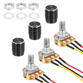 MECCANIXITY 3 Pack WH148 Potentiometer B50K Ohm Single-Joint Variable Resistors 3 Terminals Linear Taper Rotary 20cm JST-XH2.54 Connector Wire with Knob Cap for Audio Volume Control