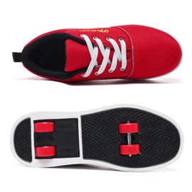 ANEFUN Children's Roller Skates Girls Boys Skateboard Shoes Removable 4 Wheels Stylish Durable Comfortable Fun Trainers, red white, 33 UK