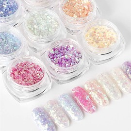 Set of 6 Colors Changing Color Than Sunlight, Discolorant Nail Powder, Nail Parts, Gel Nail Art, 0.04 oz (1 g)