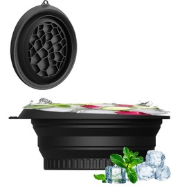 Shmian Portable Facial Ice Bath Bowl - Foldable Silicone Bowl with Built-In Ice Tray for Skincare, Suitable for Skin Facial Icebath at Home (Black)