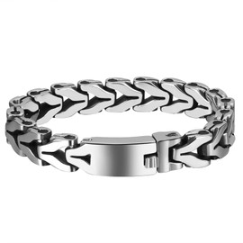 Flongo Men's Bracelet Stainless Steel Braided Shape Bracelet Polished Chain Minimalism Business Bracelet for Men and Women Buckle, Stainless Steel